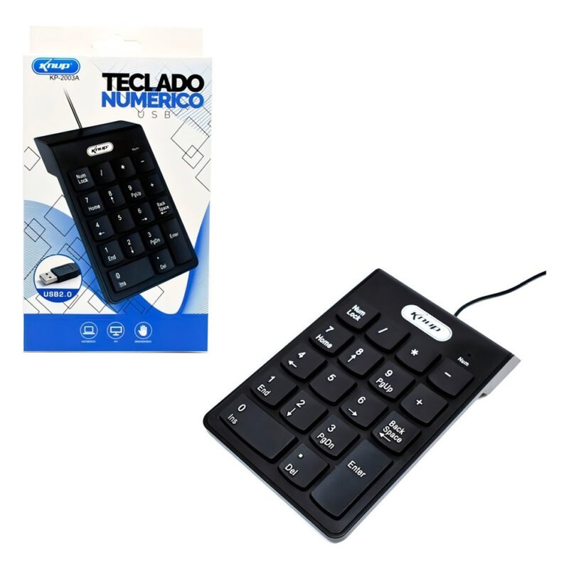 Teclado Numérico, Cableado, Negro, Usb, Kp-2003a, Idioma Knup, Portugués Brasileño