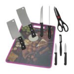 Set Kit Cuchillas Cuchillos Hachas Tijera Pelador + Tabla