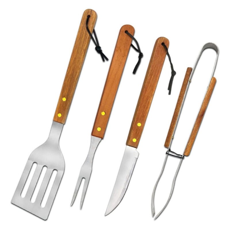 Set De Cubiertos Para Parrilla 4 Piezas Premium