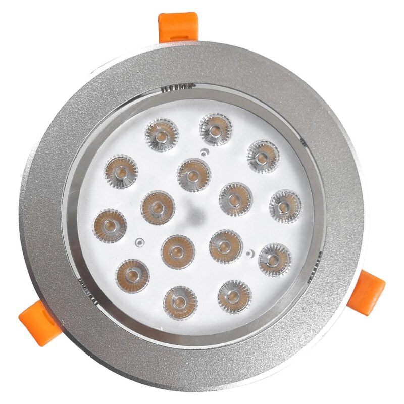 Spot Aplique Led Embutir Techo Aro Plateado 15w Luz Blanca Fría