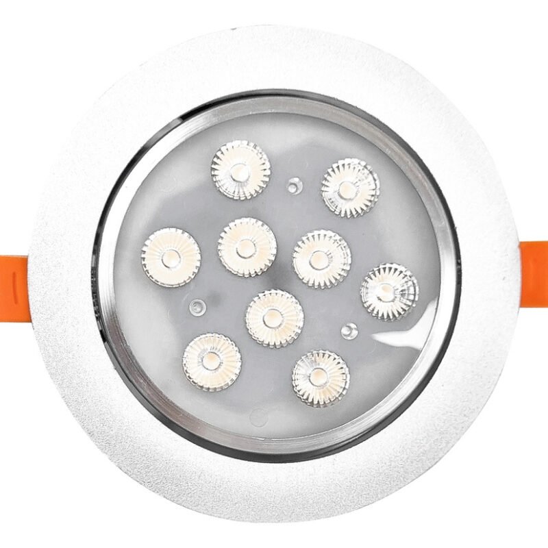 Spot Aplique Led Embutir Techo Aro Plateado 9w