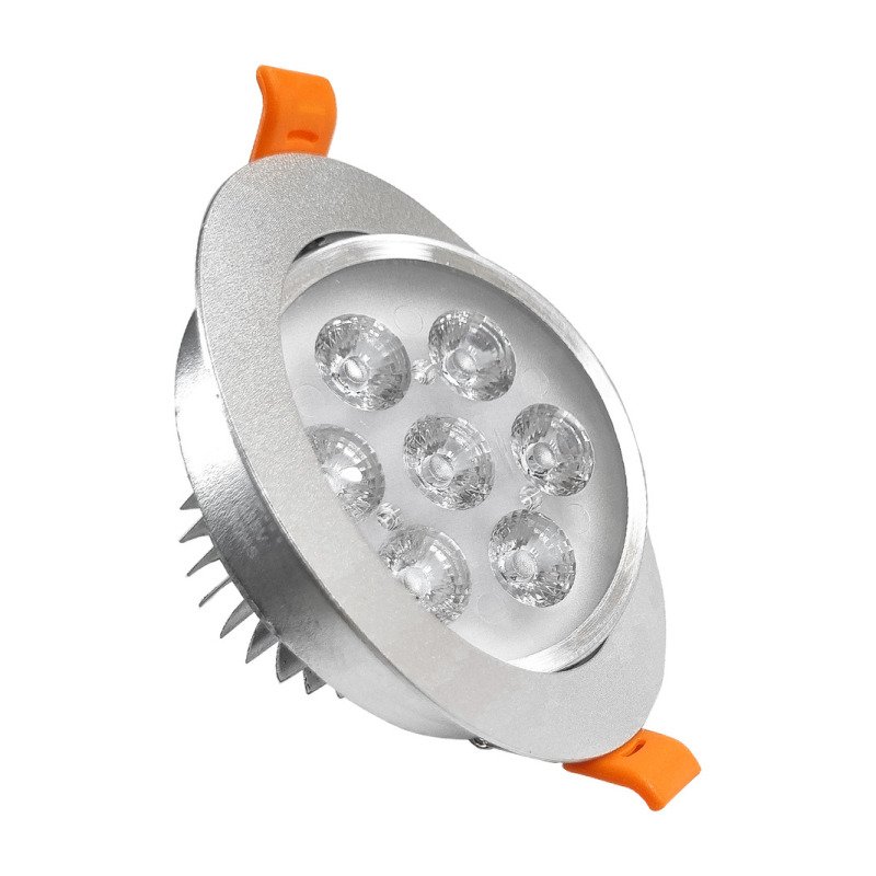 Spot Aplique Led Embutir Techo Aro Plateado 7w