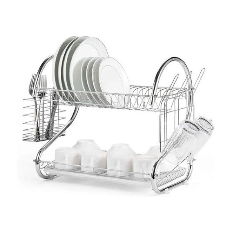 Seca Platos Escurridor De Platos Cubiertos Vasos Cromado Ot Color Gris