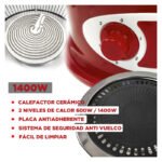 Mini Asador Cocina Parrilla Portátil Eléctrica Potencia Rojo - Imagen 9