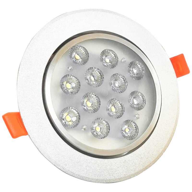 Spot Aplique Led Embutir Techo Aro Plateado 12w
