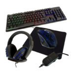 Combo Kit Gamer Teclado Mouse Pad Y Auriculares Rgb Negro Negro