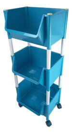 Carro Carrito Organizador Multiuso 3 Estantes Ruedas Azul - Imagen 4