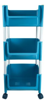 Carro Carrito Organizador Multiuso 3 Estantes Ruedas Azul
