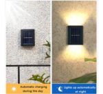Foco Lampara Aplique Led Solar Jardín Exterior Impermeable Color Negro - Imagen 4