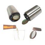 Destapador Abre Botella Acero Inoxidable Con Imán Gris