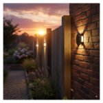 Foco Lámpara Aplique Led Solar Jardín Exterior Impermeable Negro - Imagen 2