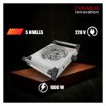 Anafe Cocina Cocinilla Eléctrico 1000w 1 Hornalla Con Asas Blanco - Imagen 6