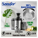 Juguera Extractor Eléctrica 400w 1,5 Litros 2 Velocidades Plateado - Imagen 10