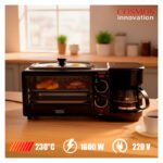 Horno De Mesa 3 En 1 Eléctrico Cafetera Plancha Cosmos Negro Negro - Imagen 8
