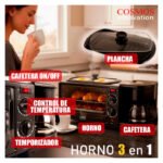 Horno De Mesa 3 En 1 Eléctrico Cafetera Plancha Cosmos Negro Negro - Imagen 7