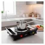 Anafe Cocina Eléctrico Plato Liso 1000w 1 Hornalla Con Asas Negro - Imagen 6