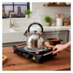 Anafe Cocina Cocinilla Eléctrico 1000w 1 Hornalla Con Asas Negro - Imagen 8