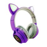 Auriculares Inalámbricos Gatito Gato Gaming Led Knup Violeta - Imagen 2