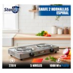 Anafe Cocina Cocinilla Eléctrico 2000w Dos Hornallas Gris Gris - Imagen 7