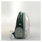 Mochila Cápsula Transparente Portátil Mascota Perro Gato 360 Verde - Imagen 4