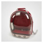 Mochila Cápsula Transparente Portátil Mascota Perro Gato 360 Rojo - Imagen 3
