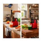 Juguera Extractor Eléctrica Jugos Starlux Sl-21030 Premium Rojo - Imagen 7