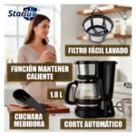 Cafetera Goteo Filtro 900w Starlux 1,8 Litros 12 Tazas Negro - Imagen 9