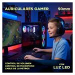 Auriculares Gamer Vincha Con Micrófono Color Negro Con Led Azul - Imagen 6