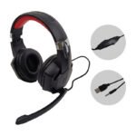 Auriculares Gamer Vincha Con Micrófono Color Negro Con Led Rojo
