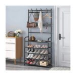 Perchero Multifuncional Kitul Con Zapatero 5 Niveles 170x80 Cm Color Negro - Imagen 3