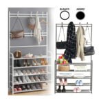 Perchero Multifuncional Kitul Con Zapatero 5 Niveles 170x80 Cm Color Negro - Imagen 5