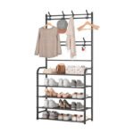 Perchero Multifuncional Kitul Con Zapatero 5 Niveles 170x80 Cm Color Negro - Imagen 2