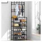 Perchero Multifuncional Kitul Con Zapatero 5 Niveles 170x80 Cm Color Negro - Imagen 6