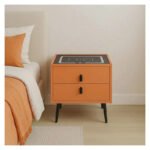 Mesa Mesita De Luz Smart Parlante Luz Led Carga Inalámbrica Mate Naranja - Imagen 5