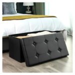 Baúl Banqueta Puff Organizador Living Comedor Dormitorio Negro Banqueta Plegable - Imagen 6