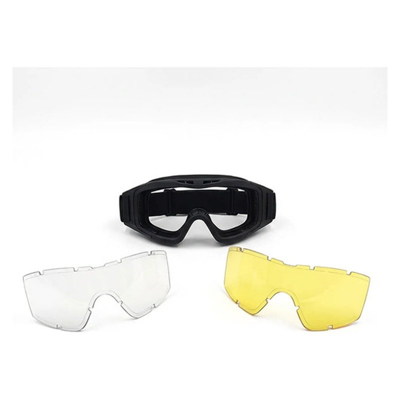 D_653833-MLU109548437993_032026-O.jpg Antiparra Negra Moto 3 Lentes Amarillo Gris Transparente Negro L - Imagen 1