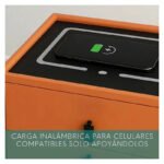 Mesa Mesita De Luz Smart Parlante Luz Led Carga Inalámbrica Mate Naranja - Imagen 9