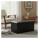 Baúl Banqueta Puff Organizador Living Comedor Dormitorio Negro Banqueta Plegable - Imagen 7
