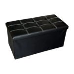 Baúl Banqueta Puff Organizador Living Comedor Dormitorio Negro Banqueta Plegable