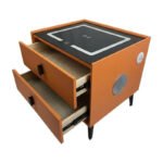 Mesa Mesita De Luz Smart Parlante Luz Led Carga Inalámbrica Mate Naranja