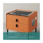 Mesa Mesita De Luz Smart Parlante Luz Led Carga Inalámbrica Mate Naranja - Imagen 8