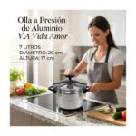 Olla A Presión V.a. Aluminio 7 Litros Para Gas Y Halógena Gris - Imagen 9