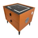 Mesa Mesita De Luz Smart Parlante Luz Led Carga Inalámbrica Mate Naranja - Imagen 2