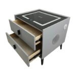 Mesa Mesita De Luz Smart Parlante Luz Led Carga Inalámbrica Mate Gris - Imagen 2