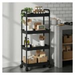 Carrito Carro Organizador 4 Estantes Cocina Baño Con Ruedas Negro - Imagen 7