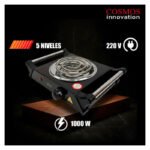 Anafe Cocina Cocinilla Eléctrico 1000w 1 Hornalla Con Asas Negro - Imagen 6