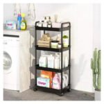 Carrito Carro Organizador 4 Estantes Cocina Baño Con Ruedas Negro - Imagen 8