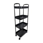 Carrito Carro Organizador 4 Estantes Cocina Baño Con Ruedas Negro - Imagen 2