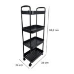 Carrito Carro Organizador 4 Estantes Cocina Baño Con Ruedas Negro - Imagen 5
