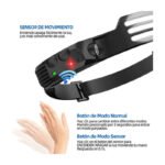 Linterna Vincha Frontal Luz Led Camping De Cabeza Multiluces Amarillo Negro - Imagen 15